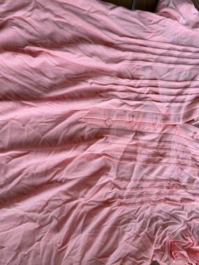 Lands' End Coral Pink Button-Up Tee
